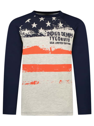 Tygo & Vito Longsleeve "USA FLAG" grijs/oranje/donkerblauw