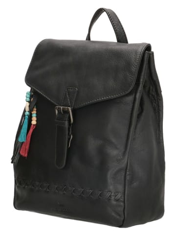 micmacbags Leder-Rucksack "Friendship" in Schwarz - (B)25 x (H)32 x (T)12 cm