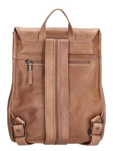 micmacbags Leder-Rucksack "Friendship" in Hellbraun - (B)25 x (H)32 x (T)12 cm