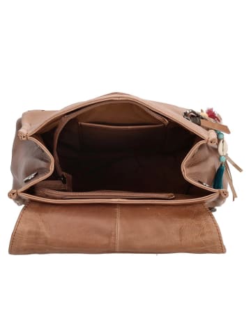 micmacbags Leren rugzak "Friendship" lichtbruin - (B)25 x (H)32 x (D)12 cm