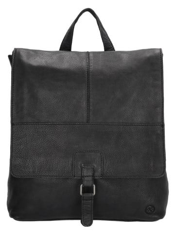 HIDE & STITCHES Leder-Rucksack "Paint Rock" in Schwarz - (B)33 x (H)34 x (T)9 cm