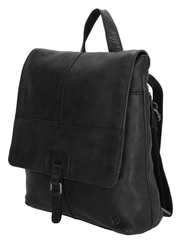 HIDE & STITCHES Leder-Rucksack "Paint Rock" in Schwarz - (B)33 x (H)34 x (T)9 cm