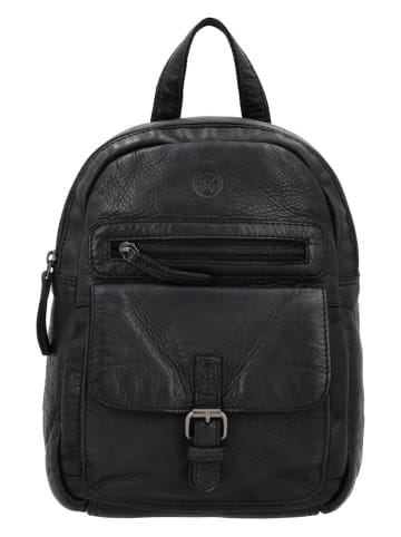 HIDE & STITCHES Leren rugzak "Paint Rock" zwart - (B)20 x (H)26 x (D)9 cm