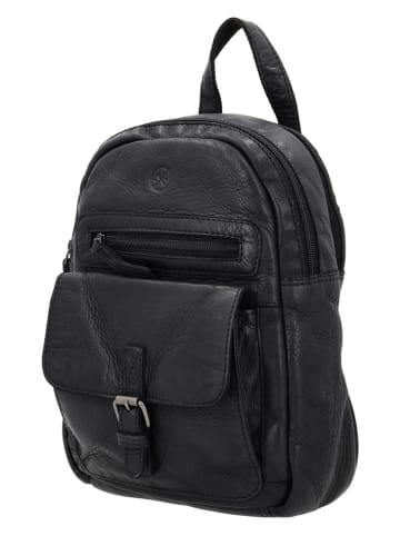 HIDE & STITCHES Leren rugzak "Paint Rock" zwart - (B)20 x (H)26 x (D)9 cm