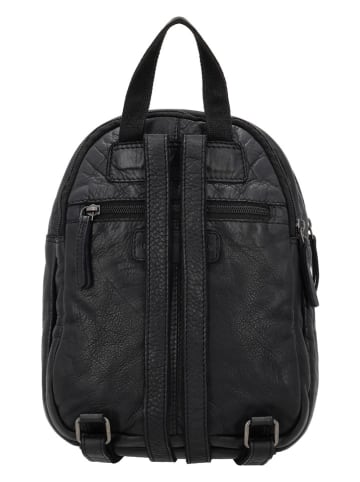HIDE & STITCHES Leren rugzak "Paint Rock" zwart - (B)20 x (H)26 x (D)9 cm