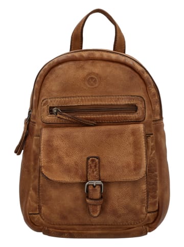 HIDE & STITCHES Leder-Rucksack "Paint Rock" in Hellbraun - (B)20 x (H)26 x (T)9 cm