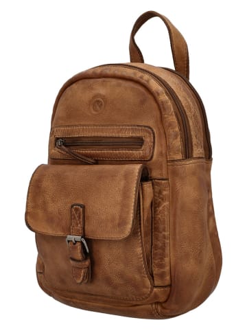 HIDE & STITCHES Leren rugzak "Paint Rock" lichtbruin - (B)20 x (H)26 x (D)9 cm