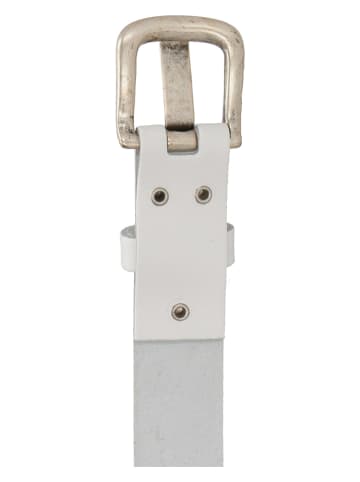 HIDE & STITCHES Leren riem "Midland" wit - (L)115 cm