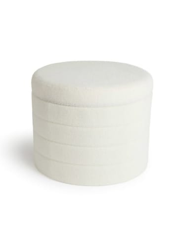 Lifa Living Zitkist "Teddy" wit - (H)45 cm - Ø 56 cm