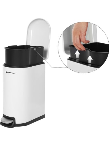 SONGMICS Badkamerpedaalemmer wit - (B)18,5 x (H)39 x (D)31,5 cm