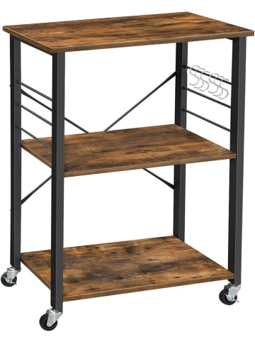 SONGMICS Wózek kuchenny w kolorze brązowo-czarnym - 60 x 89 x 40 cm