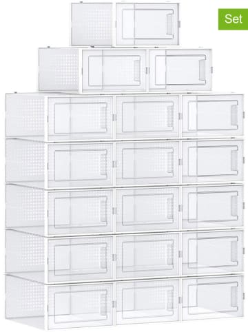 Songmics 18-delige set: schoenenboxen transparant - (B)23 x (H)14 x (D)33,3 cm