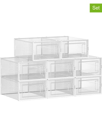 Songmics 8er-Set: Schuhboxen in Transparent - (B)22,5 x (H)13,5 x (T)30 cm