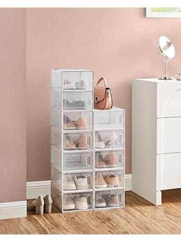 Songmics 12-delige set: schoenenboxen transparant - (B)22,5 x (H)13,5 x (D)30 cm