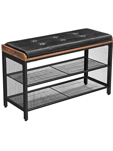 Songmics Schoenenbank bruin/zwart - (B)80 x (H)48 x (D)30 cm