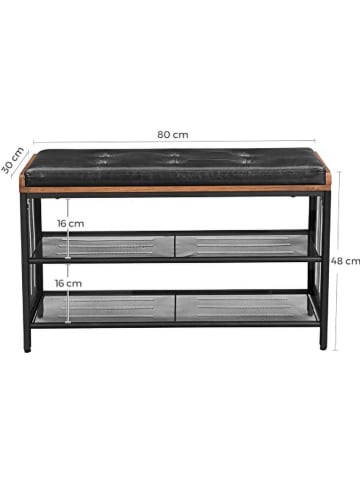 Songmics Schoenenbank bruin/zwart - (B)80 x (H)48 x (D)30 cm
