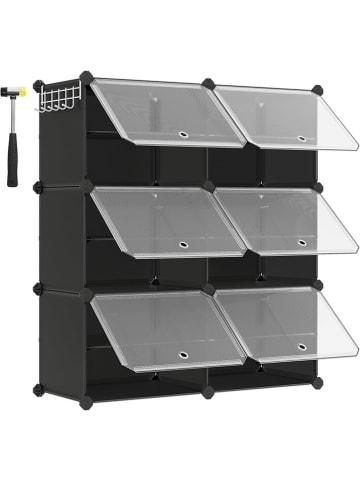 Songmics Schuhschrank in Schwarz/ Transparent - (B)83 x (H)94 x (T)32 cm