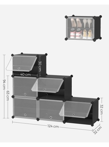 SONGMICS Szafka w kolorze czarnym na buty - 83 x 94 x 32 cm