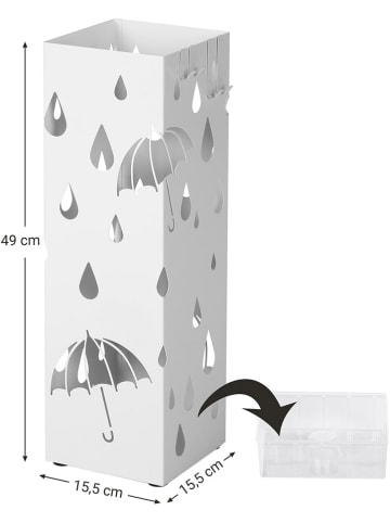 Songmics Stojak w kolorze białym na parasole - 15,5 x 49 x 15,5 cm
