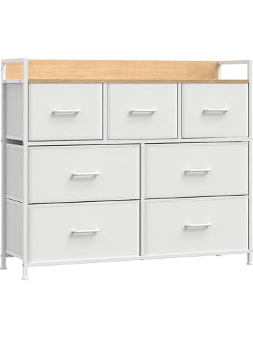 Songmics Kommode in Weiß/ Hellbraun - (B)98 x (H)85 x (T)28,5 cm