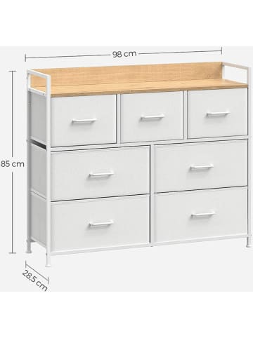 Songmics Kommode in Weiß/ Hellbraun - (B)98 x (H)85 x (T)28,5 cm