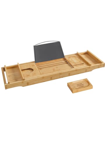 SONGMICS Badewannentablett in Hellbraun - (B)109 x (H)4,5 x (T)23 cm