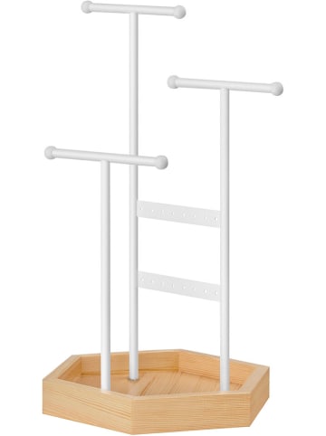 Songmics Schmuckständer in Weiß/ Hellbraun - (B)20,5 x (H)36 x (T)18 cm