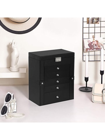 Songmics Uhrkästchen in Schwarz/ Beige - (B)26 x (H)32 x (T)15,5 cm