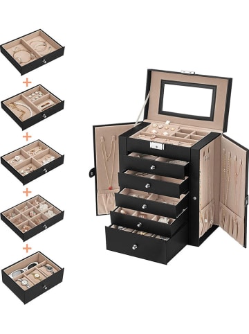 SONGMICS Horlogekastje zwart/beige - (B)26 x (H)32 x (D)15,5 cm