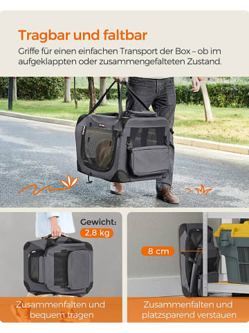Songmics Transportbox grijs/zwart - (B)60 x (H)42 x (D)42 cm