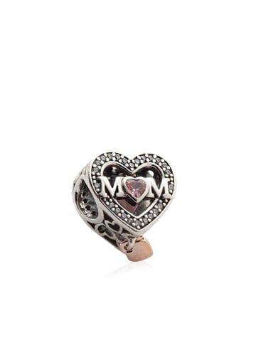 Pandora Srebrny charms "Mom & Heart" z kabaszonem i cyrkonią