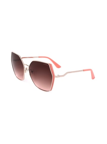 Guess Damskie okulary przeciwsłoneczne w kolorze srebrno-brązowo-jasnoróżowym