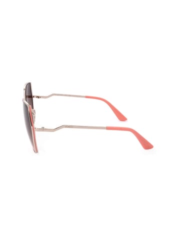 Guess Damskie okulary przeciwsłoneczne w kolorze srebrno-brązowo-jasnoróżowym