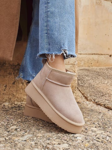 Belucci Leder-Boots in Beige