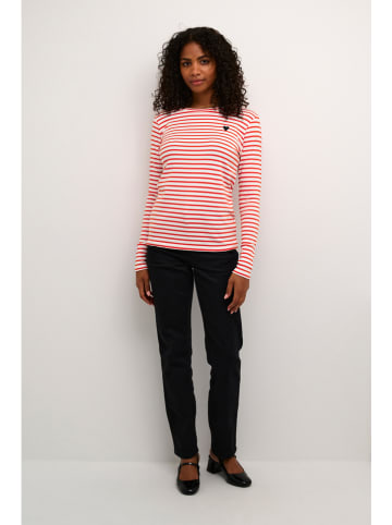 Kaffe Longsleeve in Rot/ Weiß