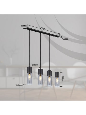Globo lighting Hängeleuchte in Schwarz - (L)80 x (B)9 x (H)156 cm
