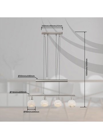 Globo lighting LED-Hängeleuchte in Silber - (L)60 x (B)10 x (H)160 cm