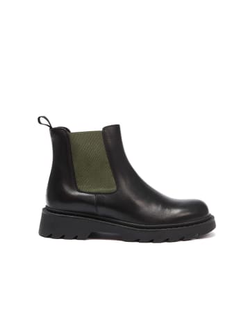 Frank Daniel Leder-Chelsea-Boots in Schwarz/ Khaki