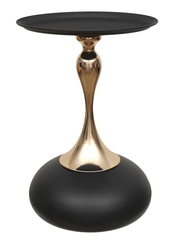 Rétro Chic Beistelltisch ''Portobello'' in Schwarz/ Gold - (H)54 - Ø 38 cm