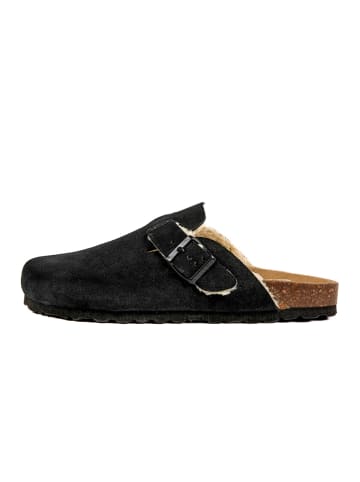 billowy Leder-Clogs in Schwarz