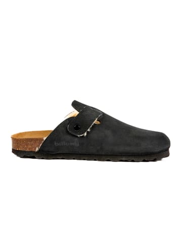 billowy Leder-Clogs in Schwarz