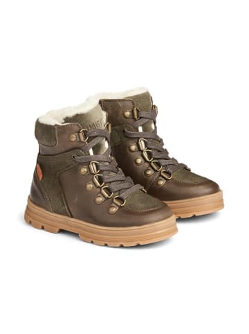 Wheat Leder-Winterboots in Khaki