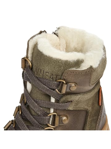 Wheat Skórzane botki zimowe w kolorze khaki