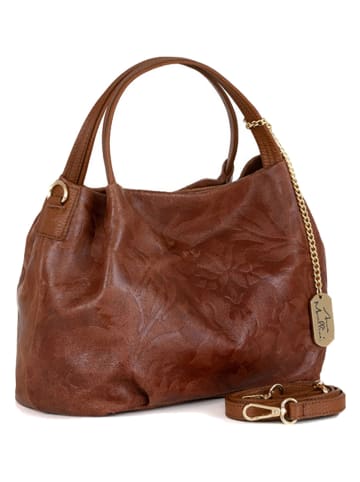 Anna Morellini Leren handtas "Clarissa" cognackleurig - (B)28 x (H)20 x (D)12 cm