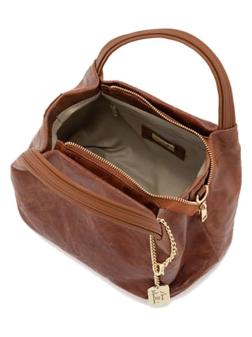 Anna Morellini Leren handtas "Clarissa" cognackleurig - (B)28 x (H)20 x (D)12 cm
