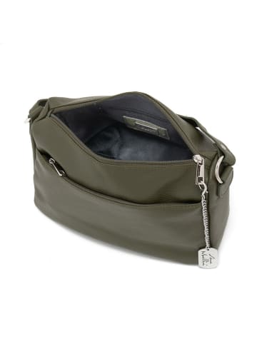 Anna Morellini Leder-Umhängetasche "Orlanda" in Oliv - (B)29 x (H)23 x (T)12 cm