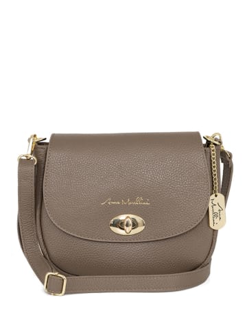 Anna Morellini Leder-Umhängetasche "Iseppa" in Taupe - (B)24 x (H)21 x (T)9 cm