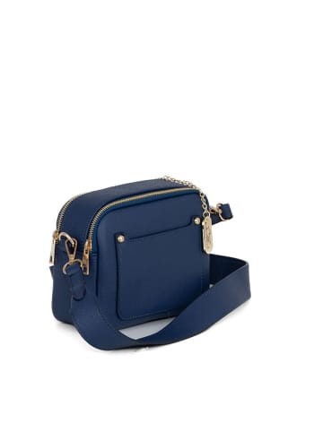 Anna Morellini Leder-Umhängetasche "Aldina" in Dunkelblau - (B)22 x (H)18 x (T)11 cm