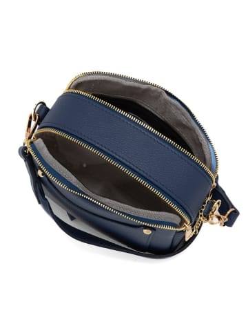 Anna Morellini Leder-Umhängetasche "Aldina" in Dunkelblau - (B)22 x (H)18 x (T)11 cm