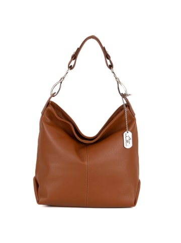 Anna Morellini Leren schoudertas "Monalda" camel - (B)30 x (H)28 x (D)13 cm
